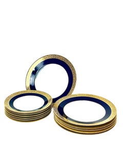 Limoges Porcelain Service Glazed in an Opulent Royal Blue with Gilt Edges