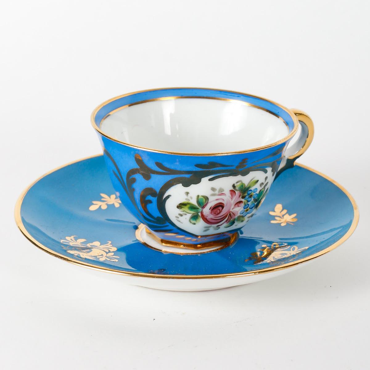 French Limoges Porcelain Coffee Service, Early 20th .