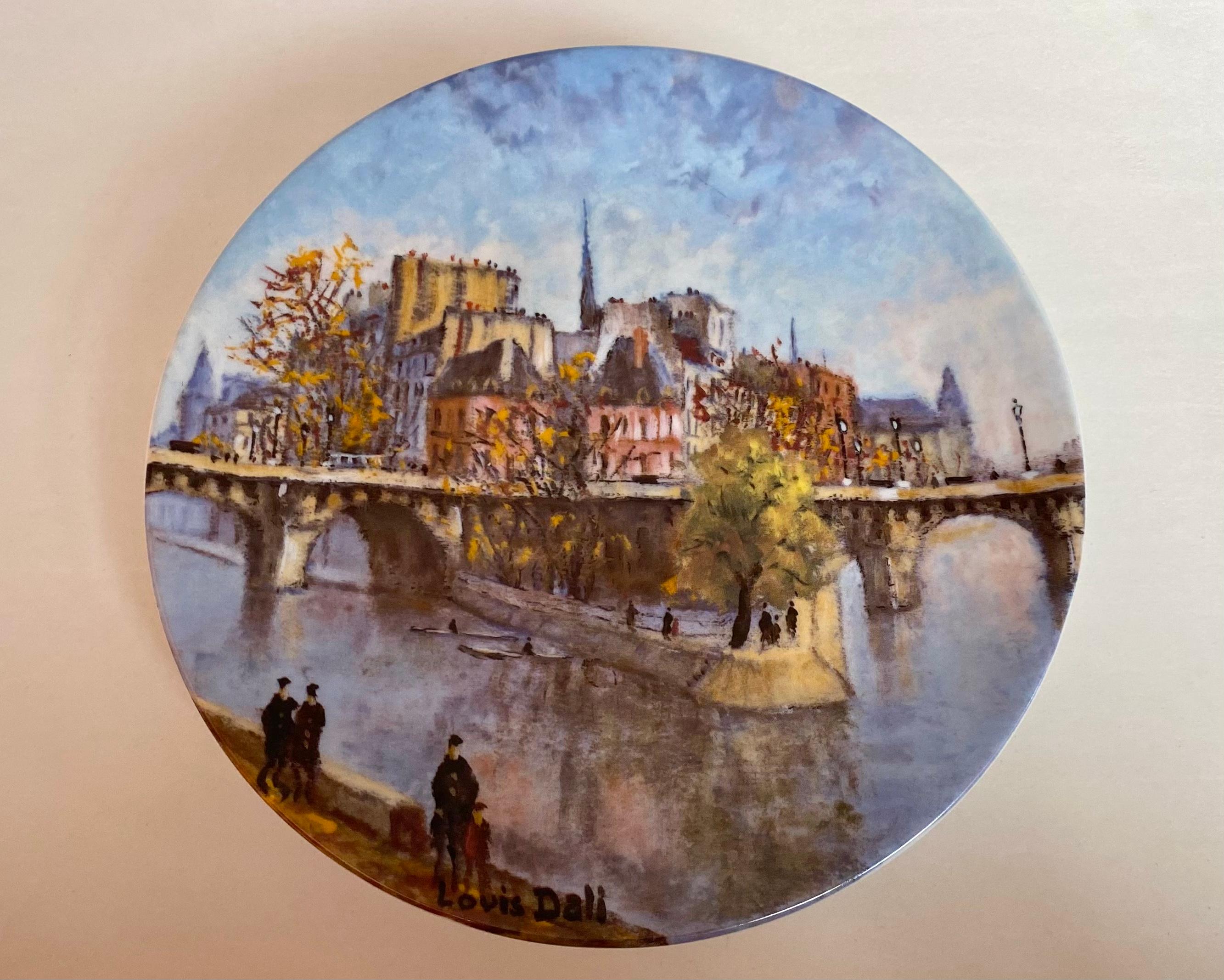 French Limoges Porcelain Collectible Plates, by Louis Dali, Sights of Paris France For Sale