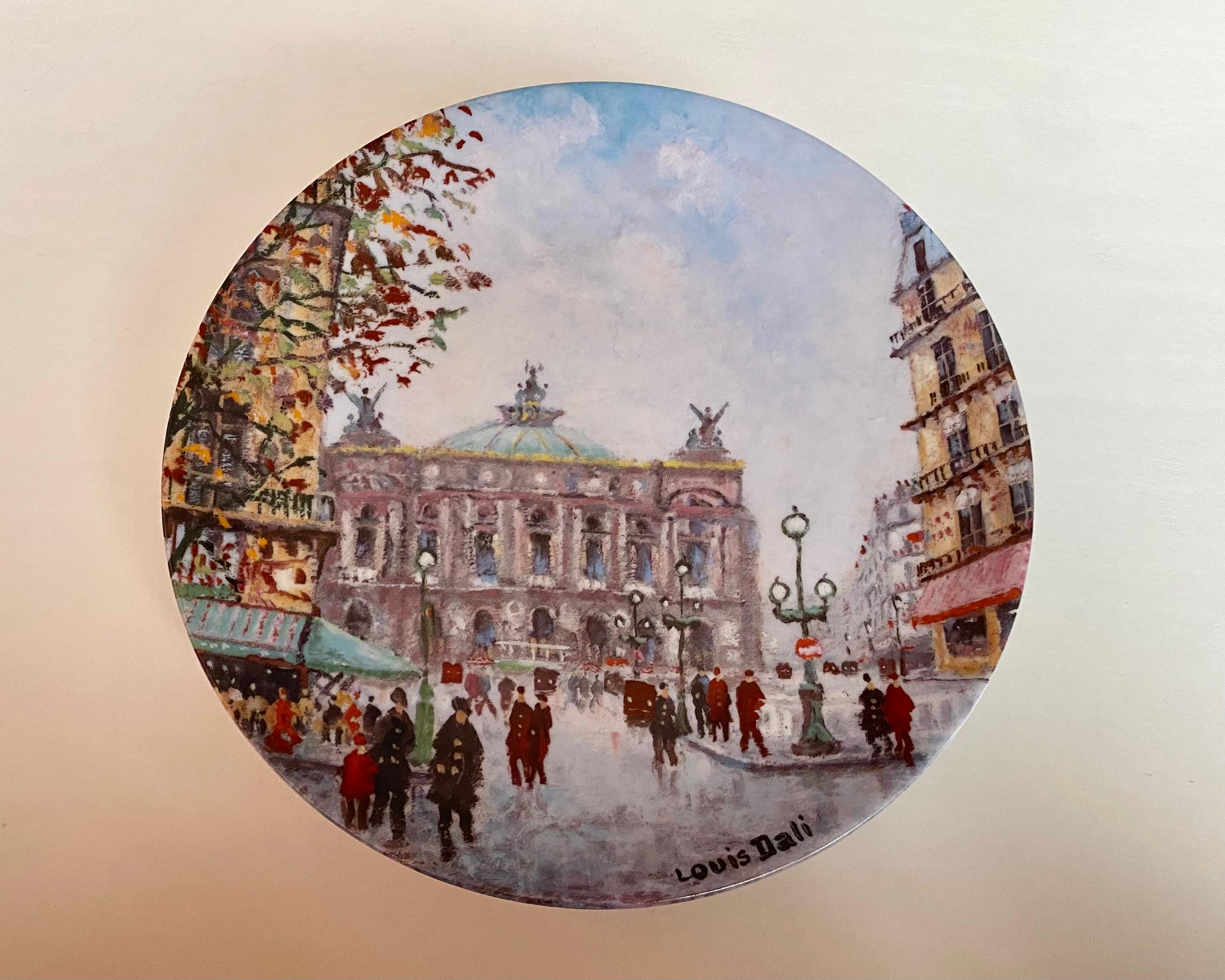 Late 20th Century Limoges Porcelain Collectible Plates, by Louis Dali, Sights of Paris France For Sale
