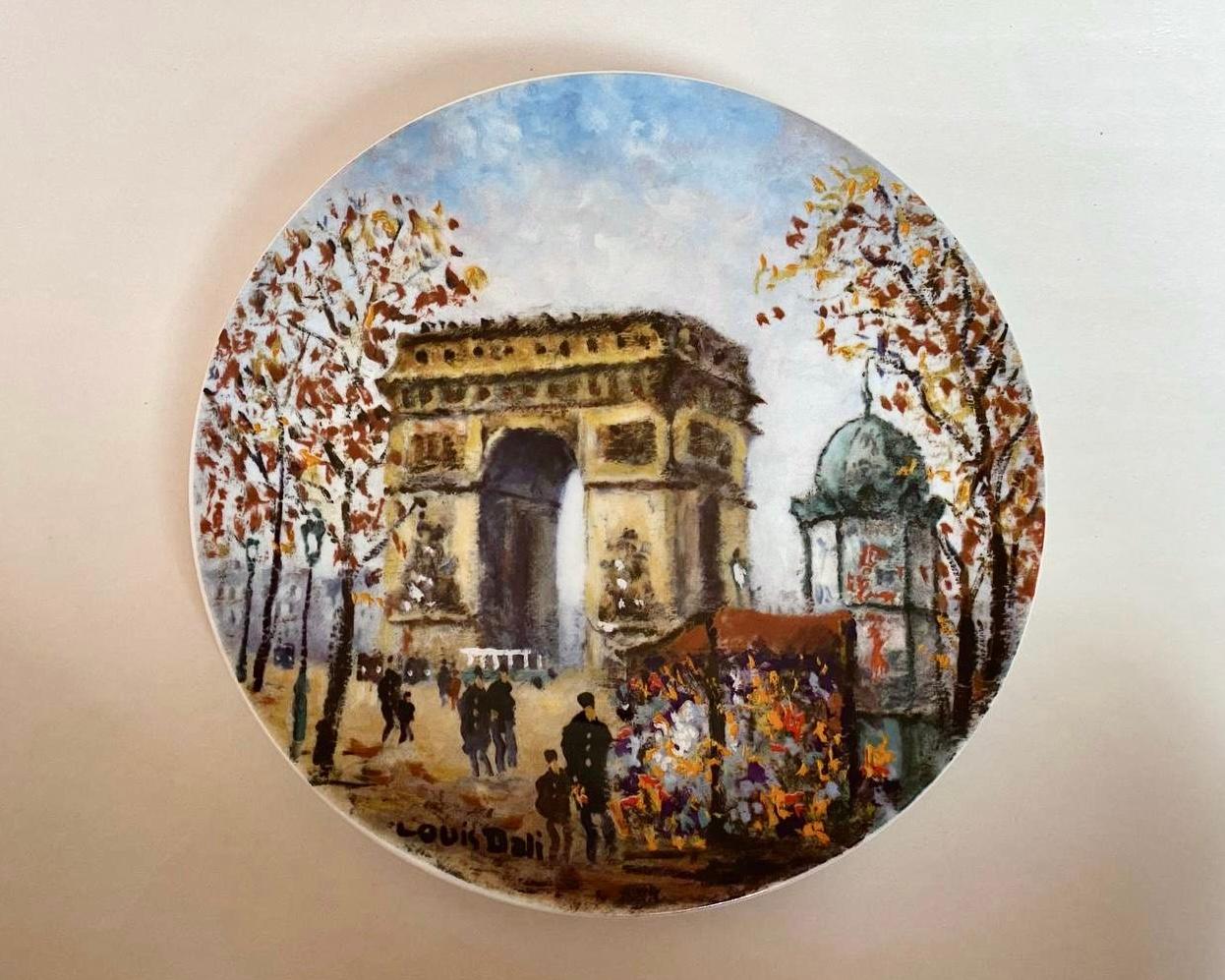 Porcelaine Assiettes de collection en porcelaine de Limoges, par Louis Dali, Sights of Paris France en vente