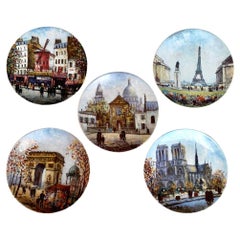 Retro Limoges Porcelain Collectible Plates, by Louis Dali, Sights of Paris France