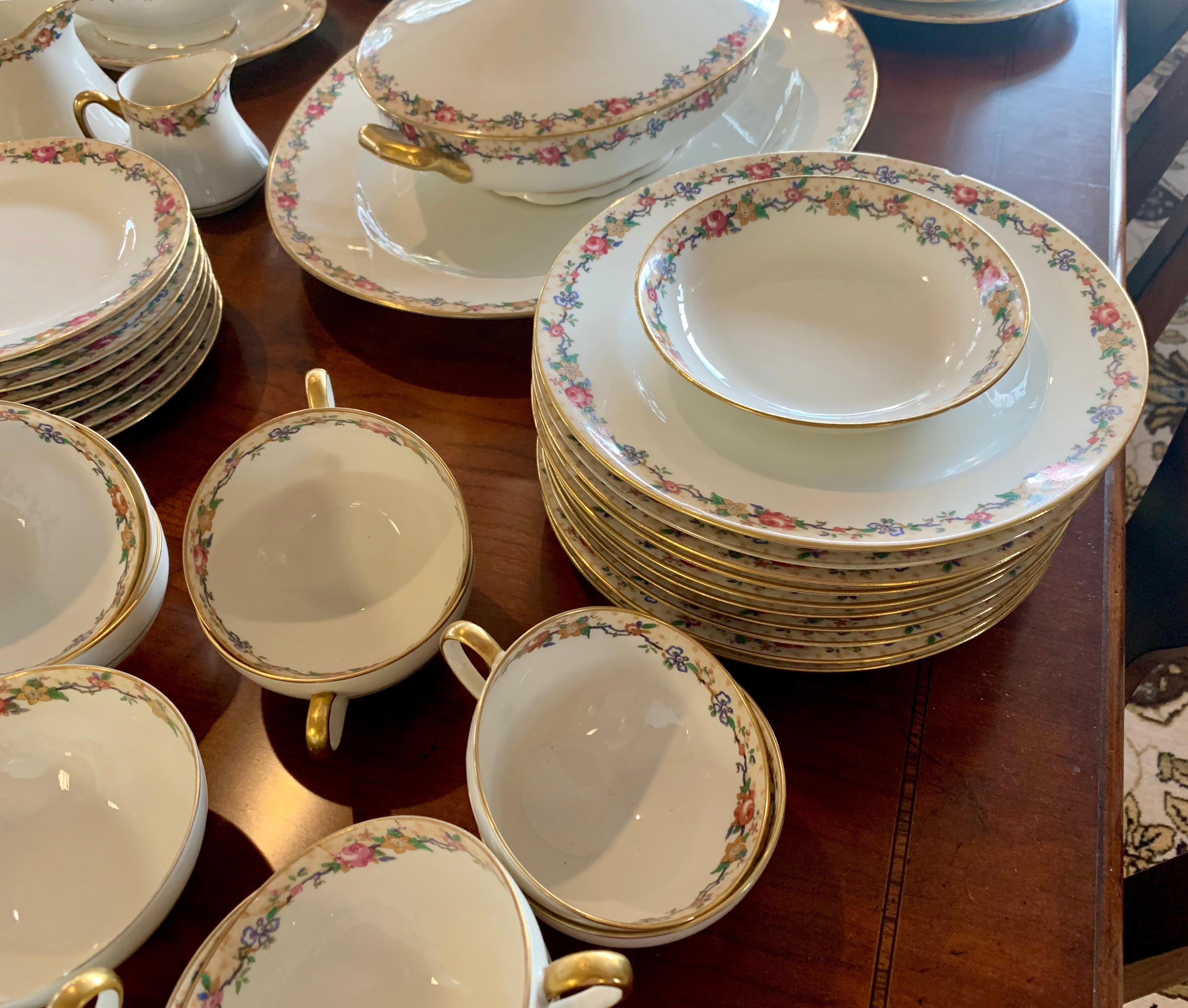 Limoges Porcelain Dinner Service Fine China Service 1916 Extensive 105 Pieces 1