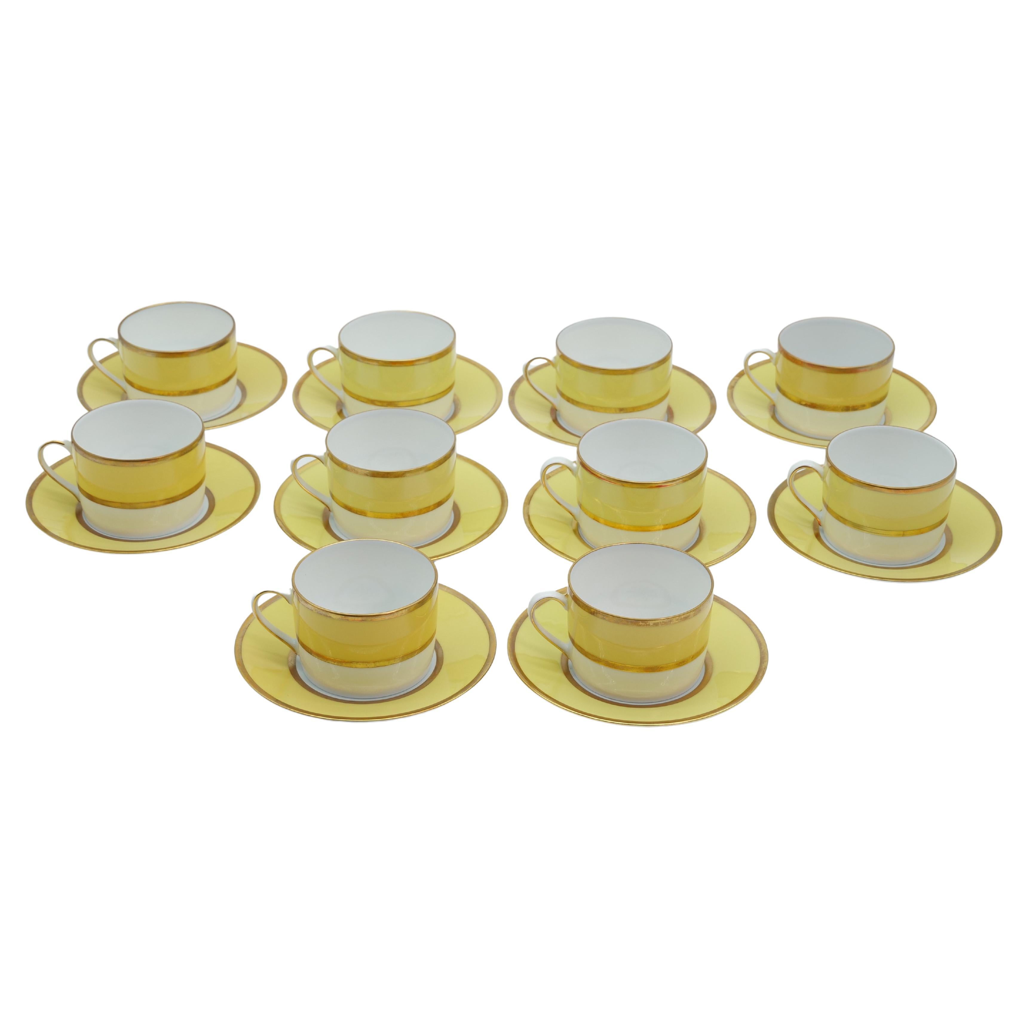 Gold Limoges Porcelain Dinner Service For Ten People