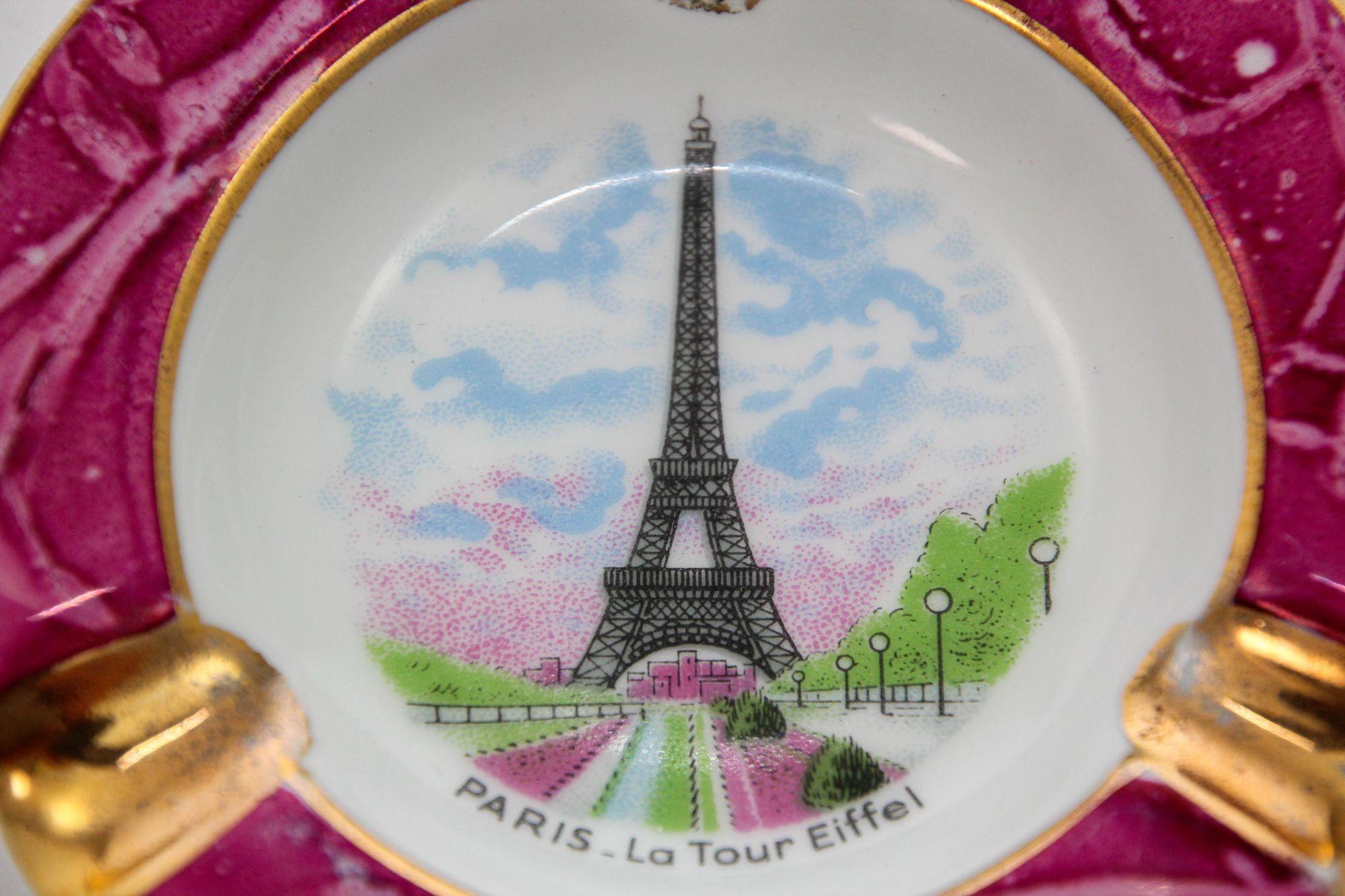 Limoges Porcelain Dish Ashtray Paris La Tour Eiffel Hand-Painted France 1960s For Sale 7