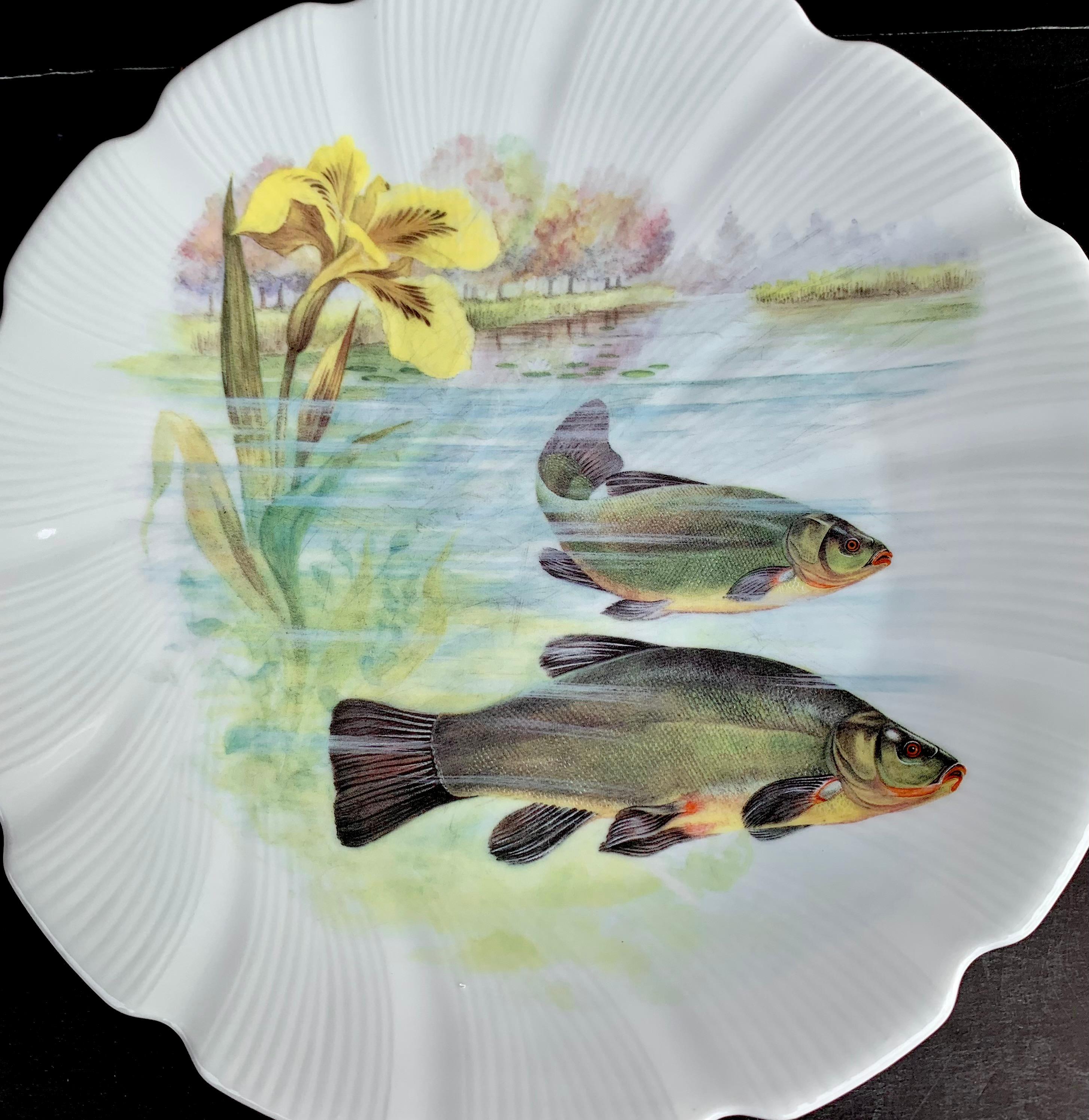 Mid-Century Modern Limoges Porcelain Fish Set For Sale