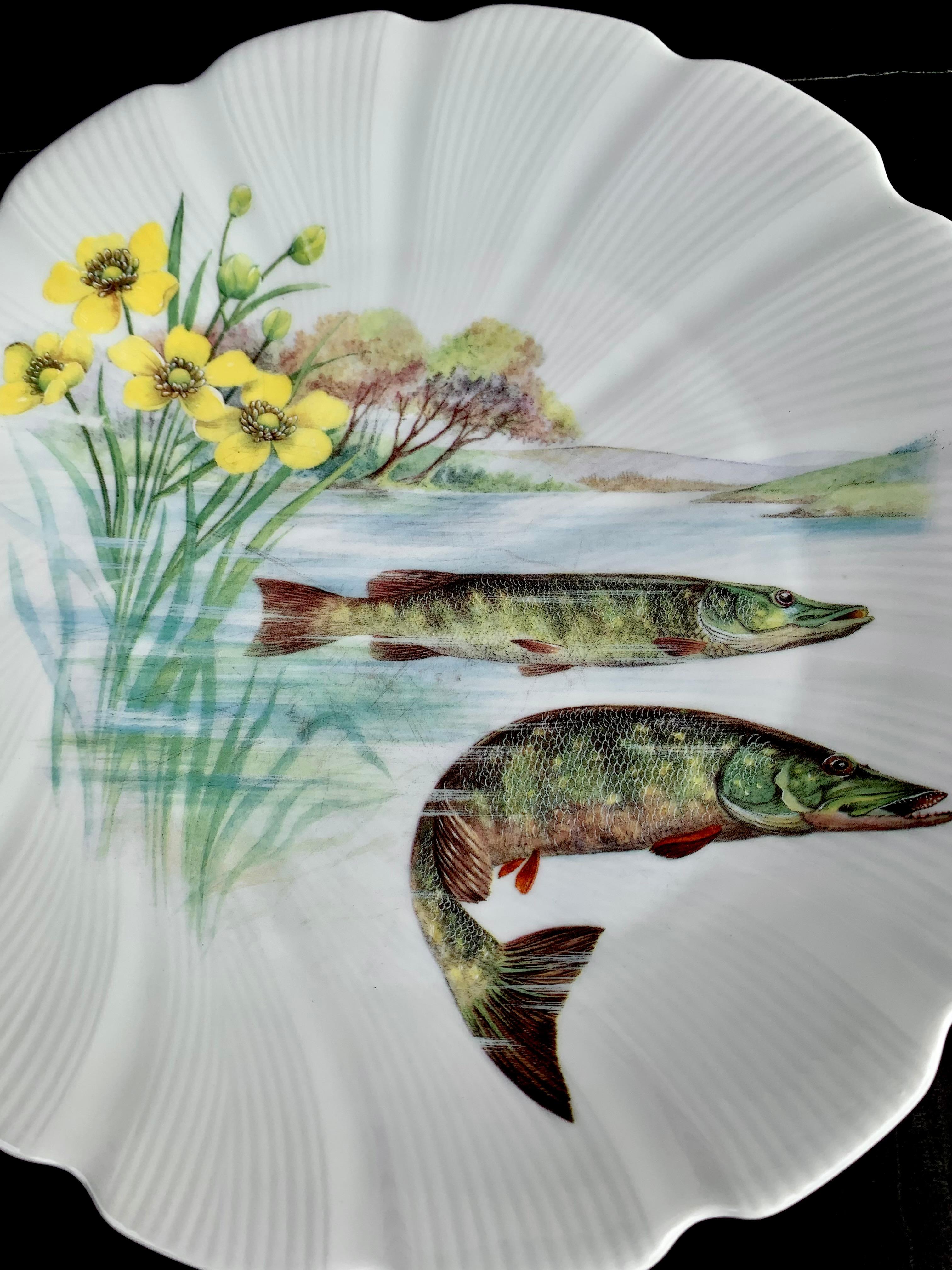 French Limoges Porcelain Fish Set For Sale