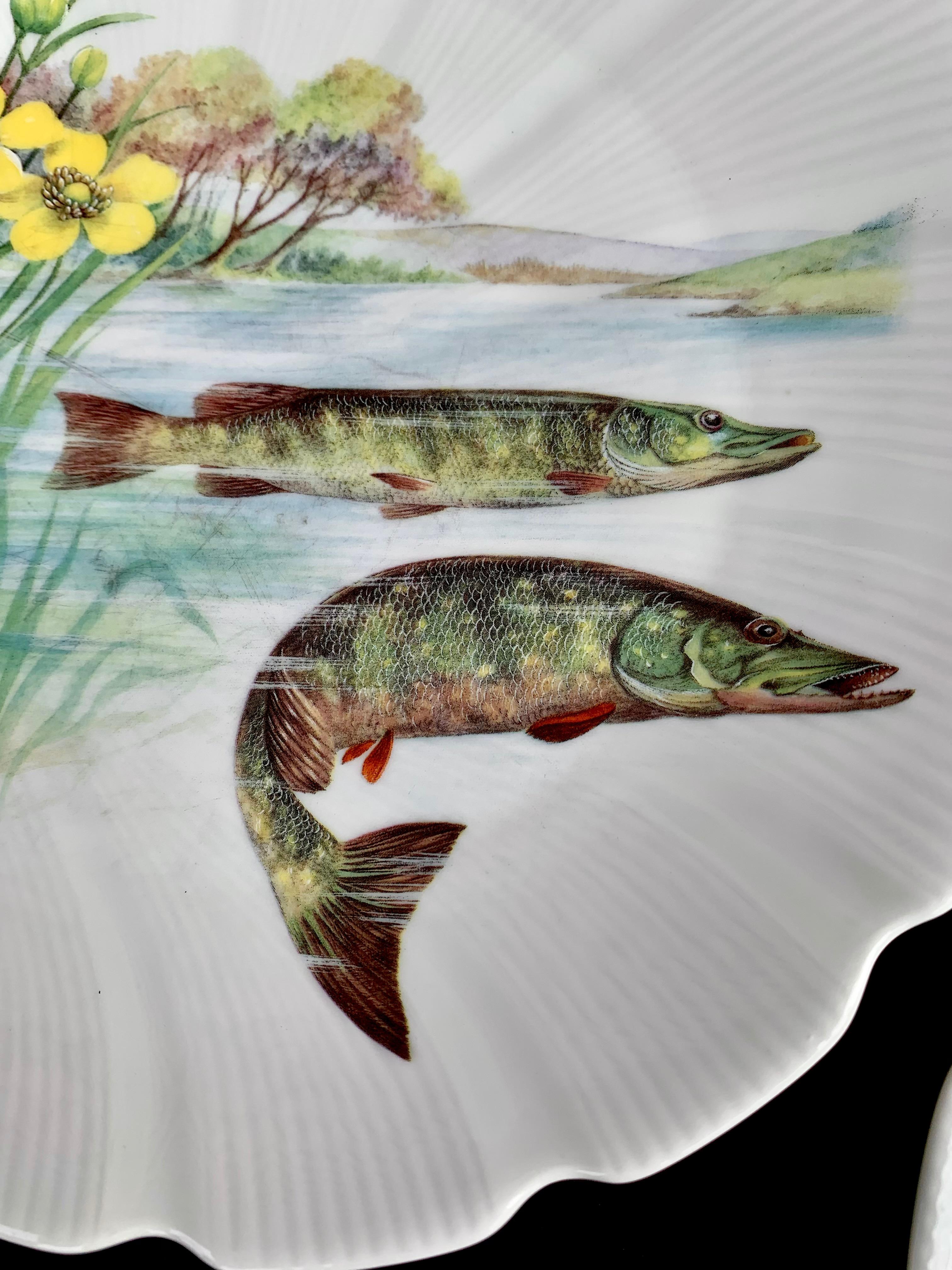 Mid-20th Century Limoges Porcelain Fish Set