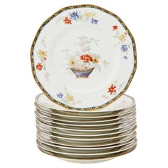 Limoges, Porcelana, Diseño Floral, Doce Platos de Cena Haviland, París, S. XX