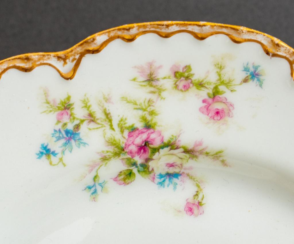 Mid-Century Modern Limoges Porcelain Gilt Floral Service for 10