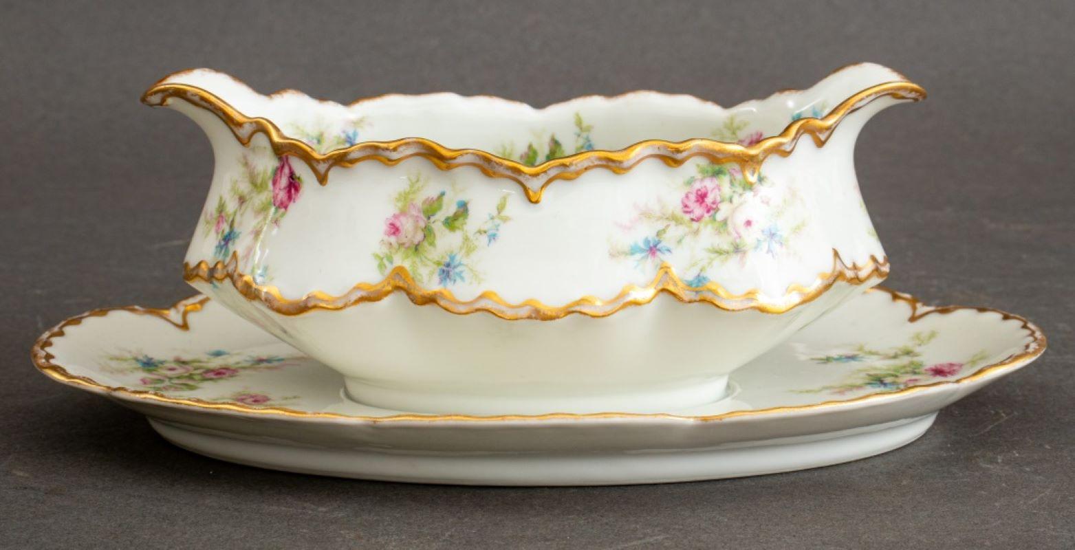 Limoges Porcelain Gilt Floral Service for 10 2