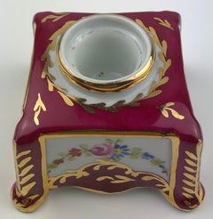 Limoges Porzellan-Kerzenhalter mit Goldbesatz, handbemalt