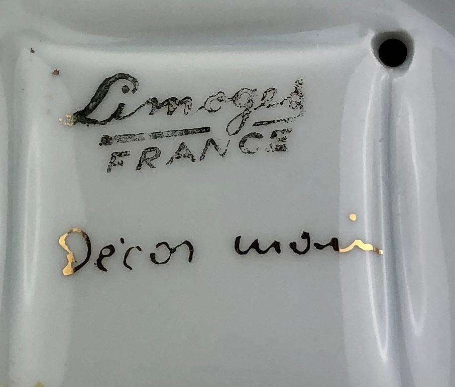 Dipinto a mano Portacandela in porcellana di Limoges dipinto a mano con rifiniture in oro in vendita