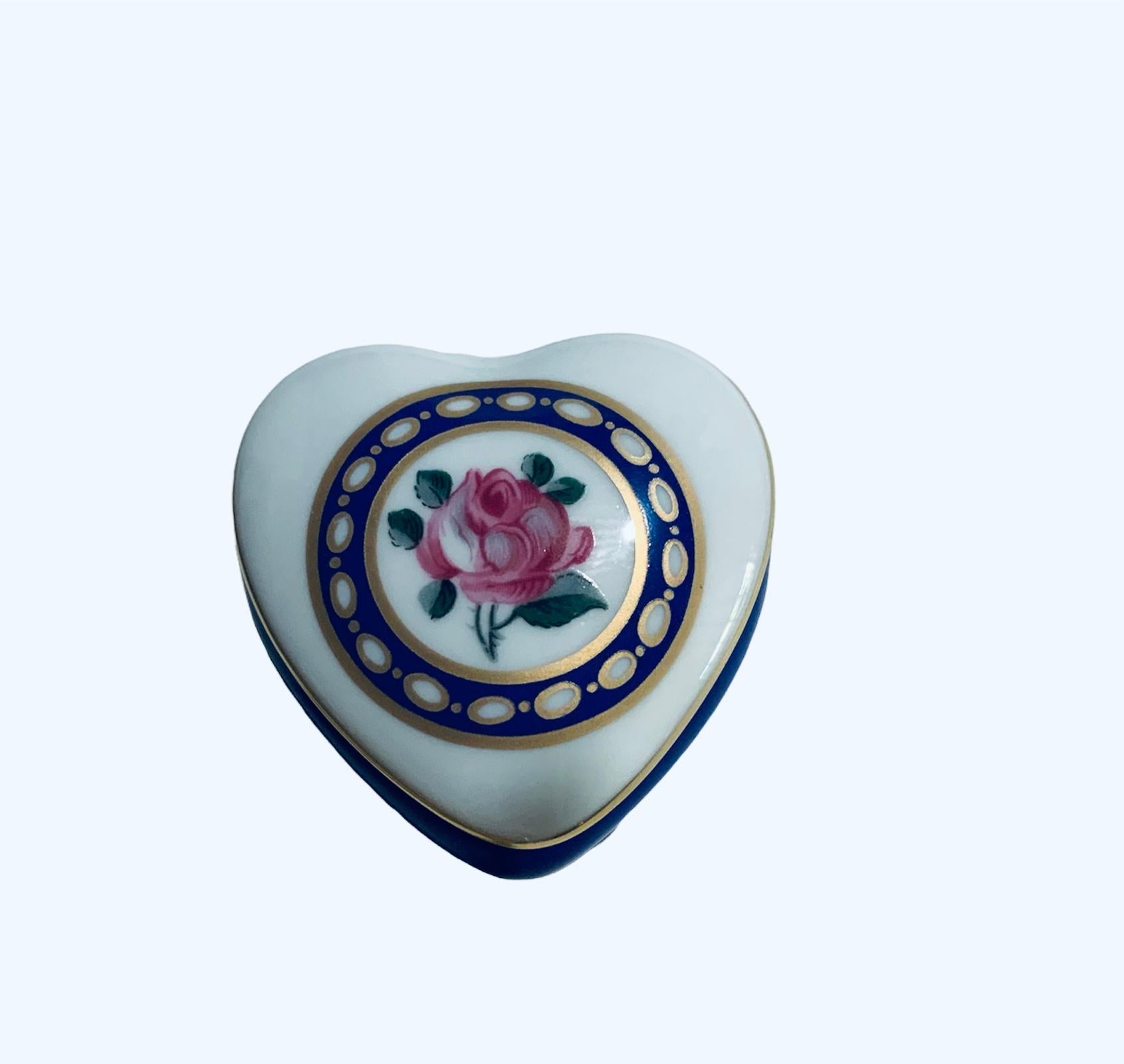 Art Nouveau Limoges Porcelain Heart Shaped Trinket box