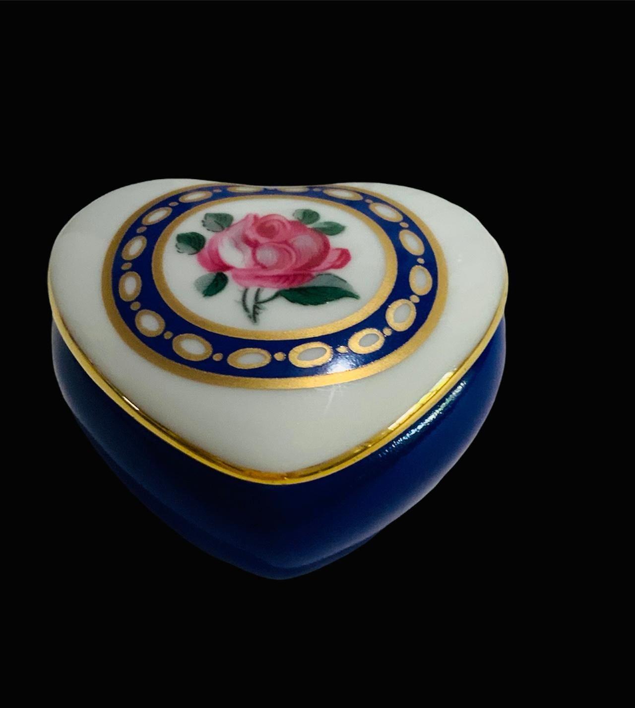 Hand-Painted Limoges Porcelain Heart Shaped Trinket box