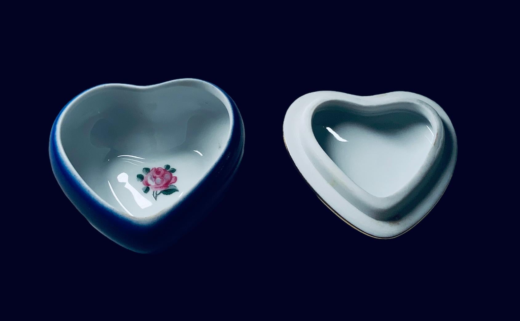 20th Century Limoges Porcelain Heart Shaped Trinket box