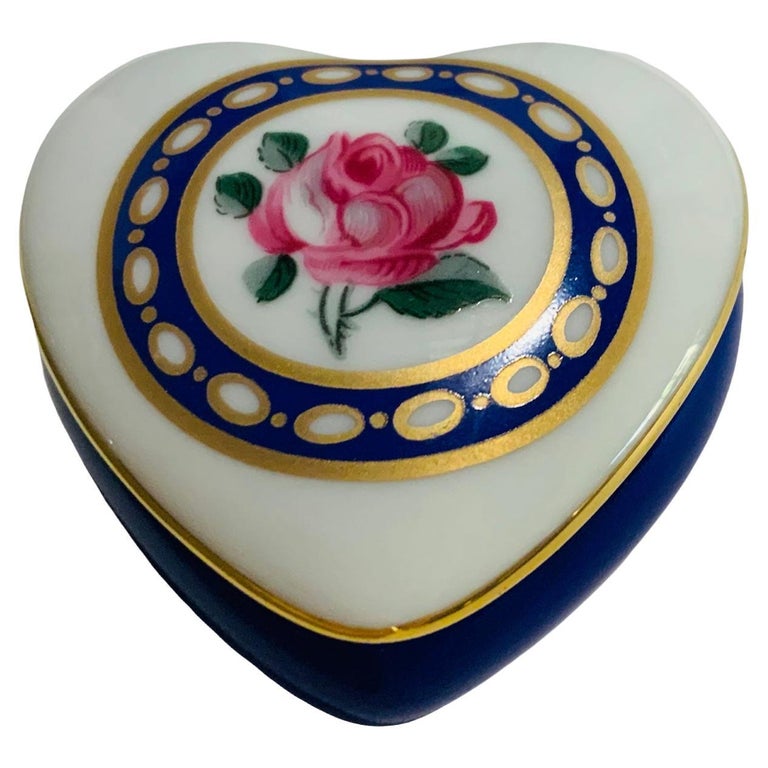 Limoges Porcelain Heart Shaped Trinket box For Sale at 1stDibs