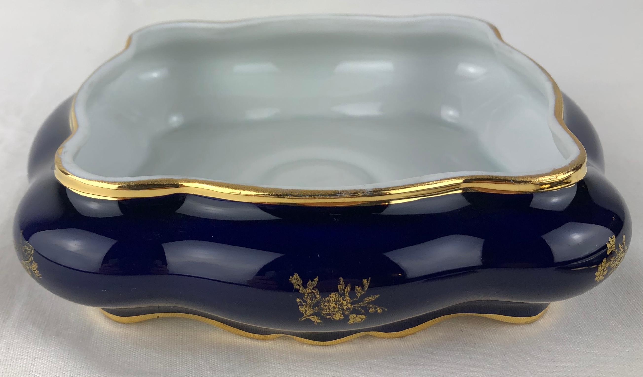 20th Century Limoges Porcelain Lidded Candy Dish Trinket or Jewelry Box French For Sale