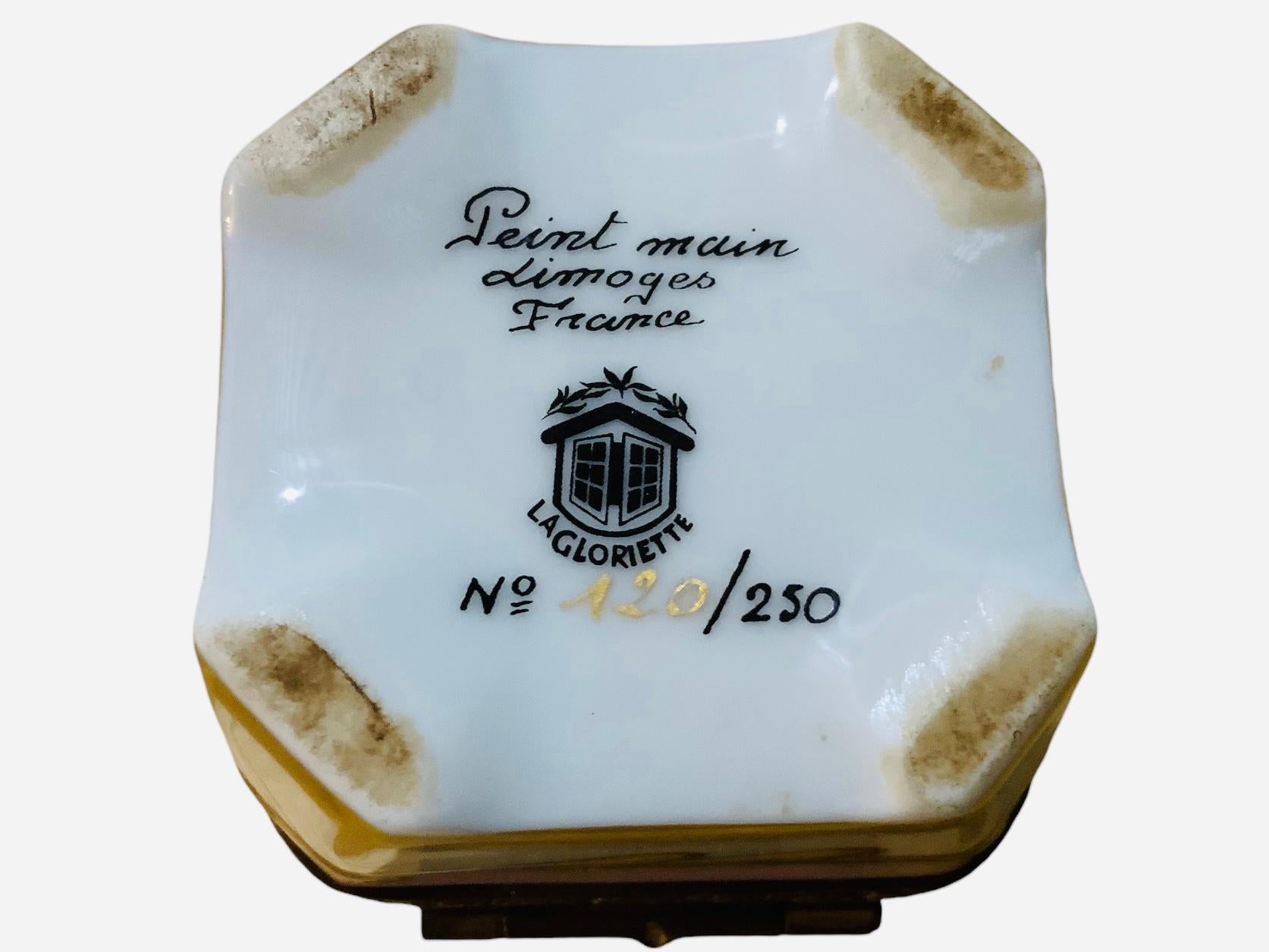 20th Century Limoges Porcelain Octagonal Trinket box For Sale