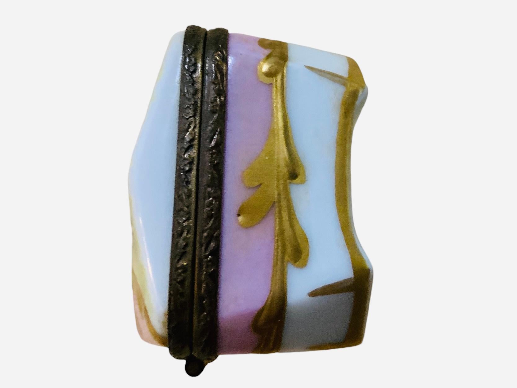 Limoges Porcelain Octagonal Trinket box For Sale 1