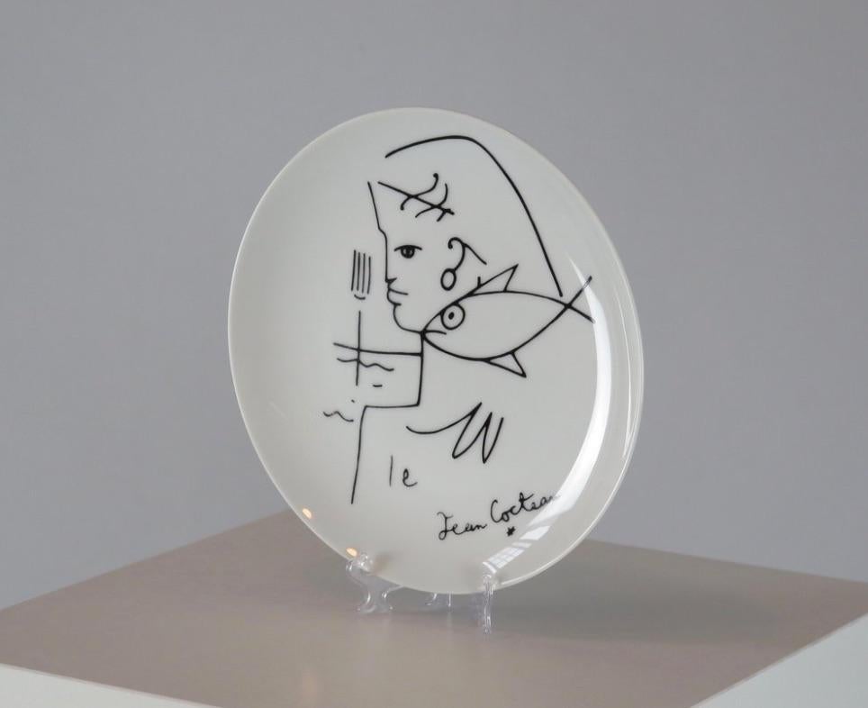 20th Century Limoges Porcelain Plate by Jean Cocteau For Sale