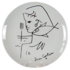 Assiette en porcelaine de Limoges de Jean Cocteau en vente
