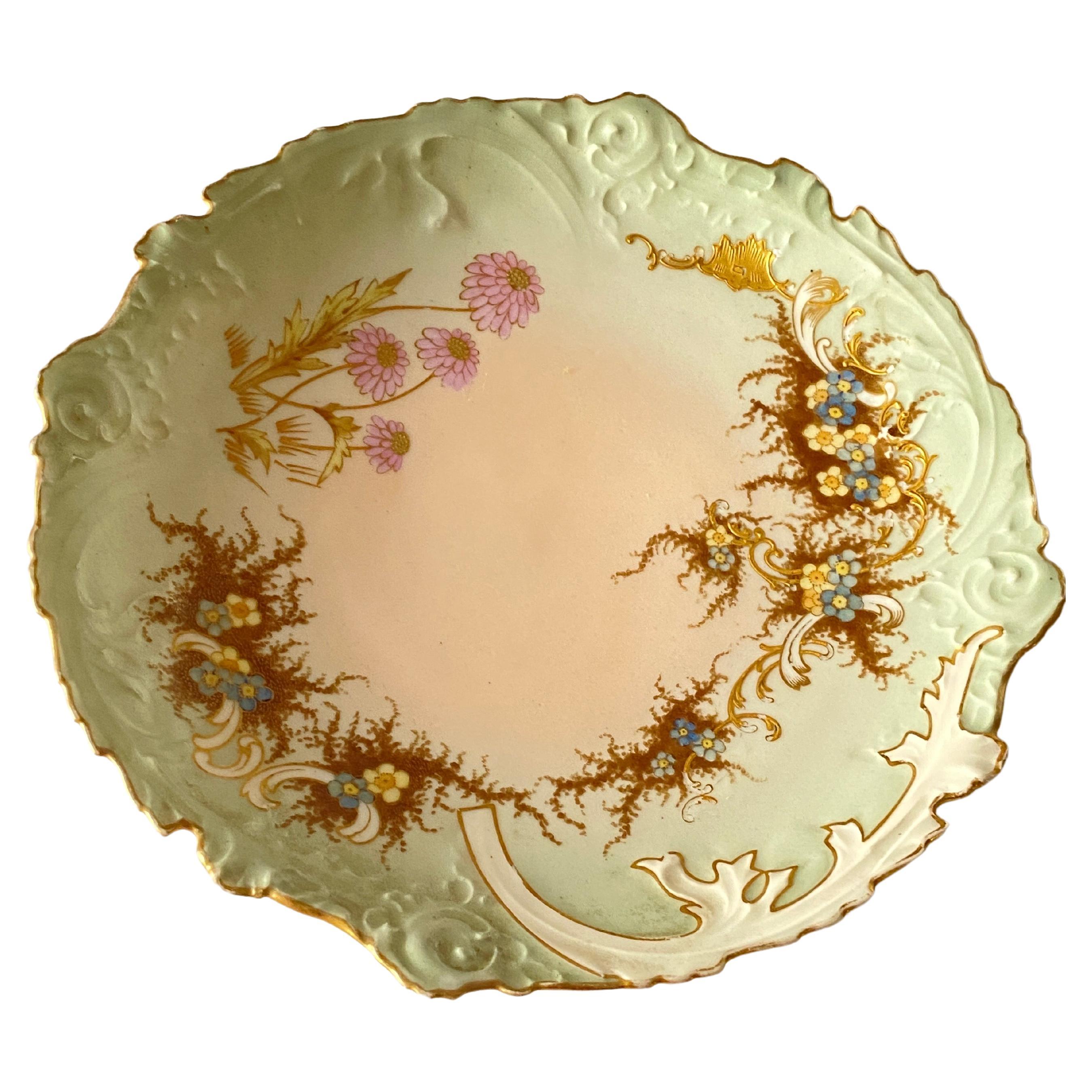 Limoges Porcelain Plate, circa 1860 by Sazerat Leon, Signed and Numbered France For Sale