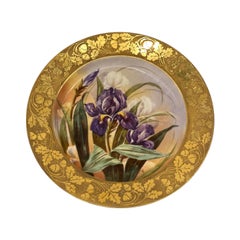 Limoges porcelain plate hand-painted flowers circa 1903–1912