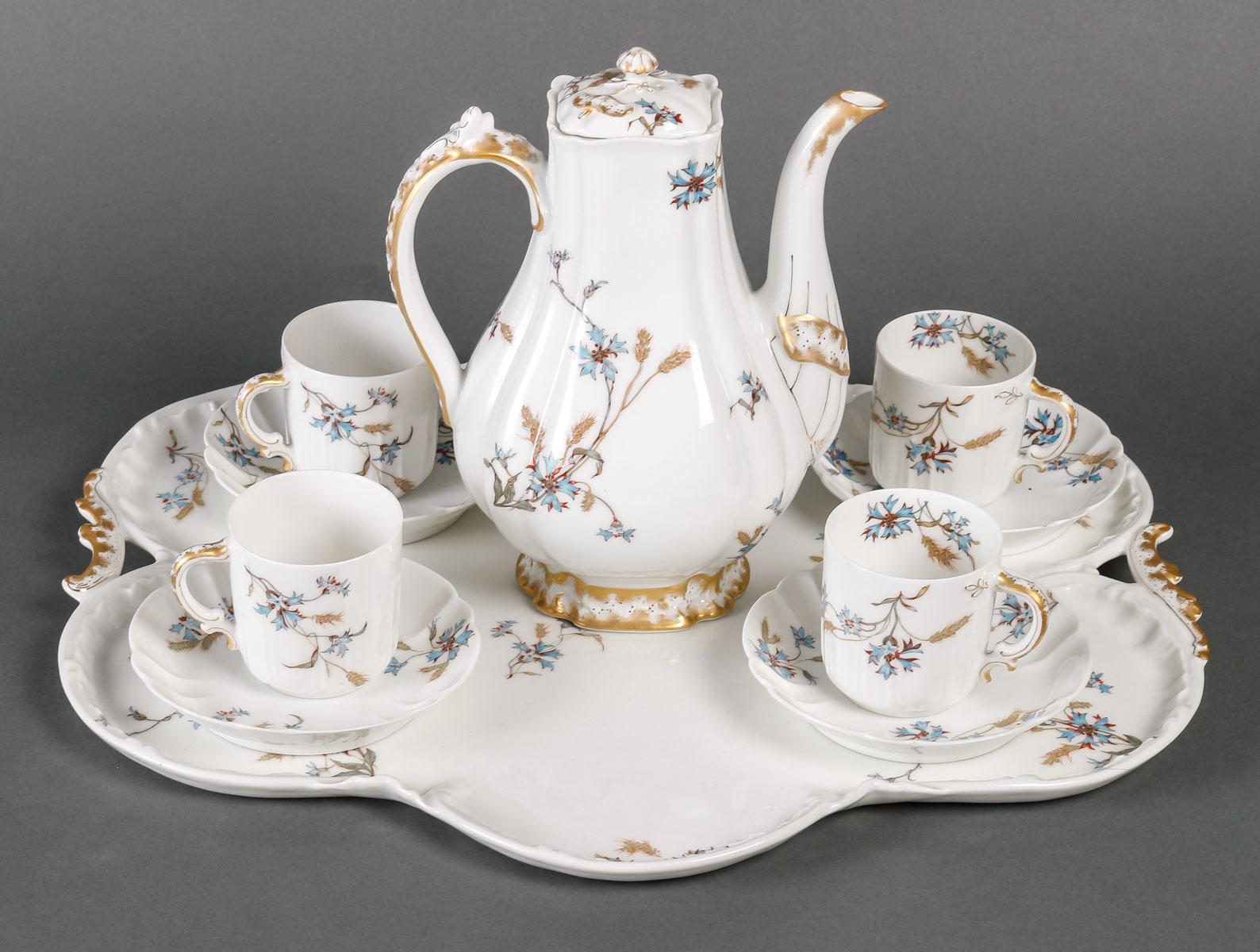 French Limoges Porcelain Tea and Coffee Set. For Sale