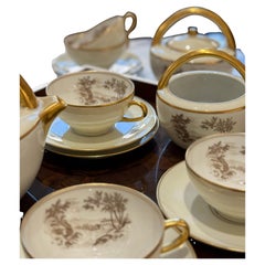 Limoges Porcelain Tea Set with Landscape Scenes, circa 1950