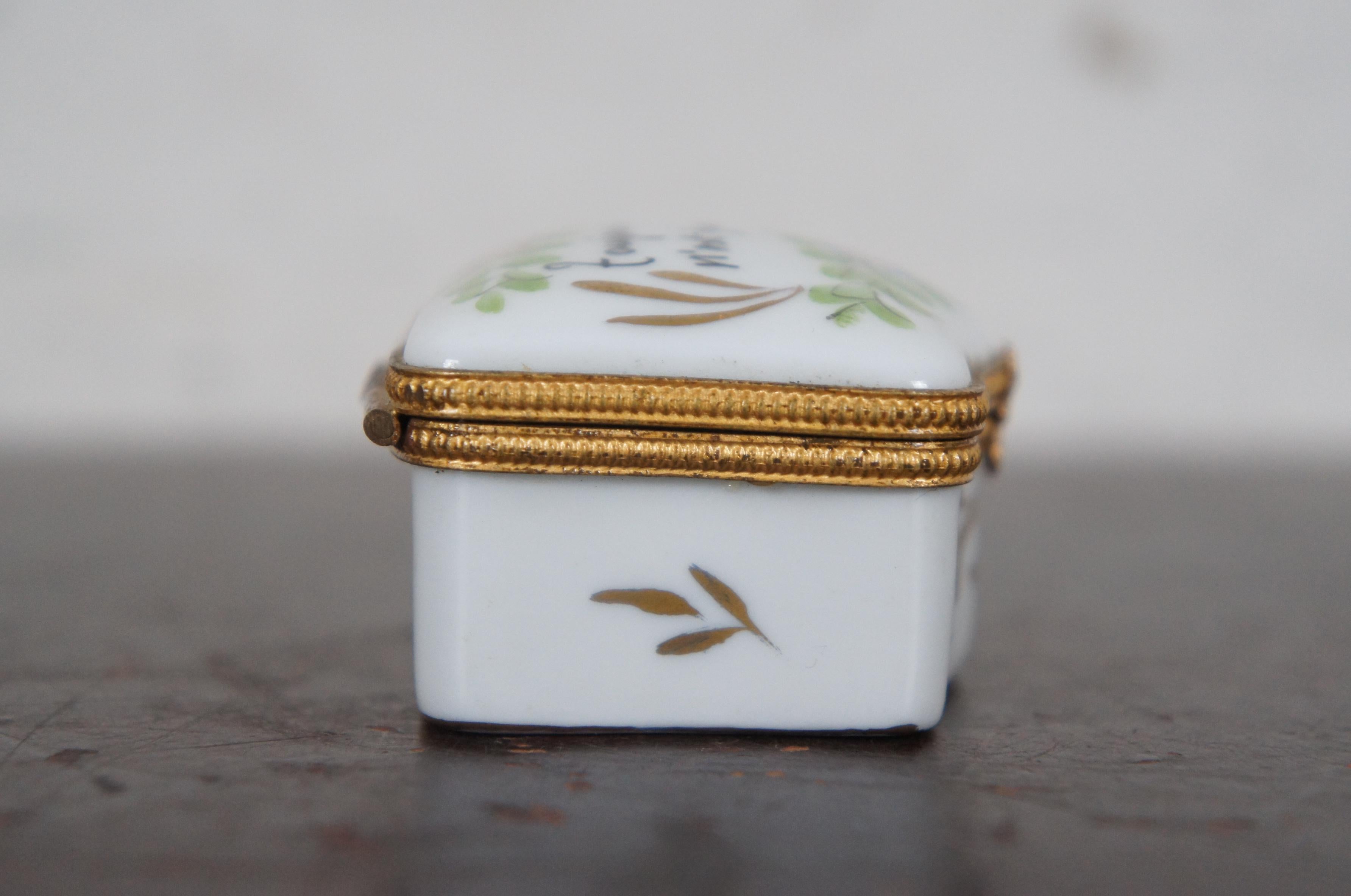 Limoges Porcelain Trinket Box Toujour du Plaisir Pleasure Always Floral 1