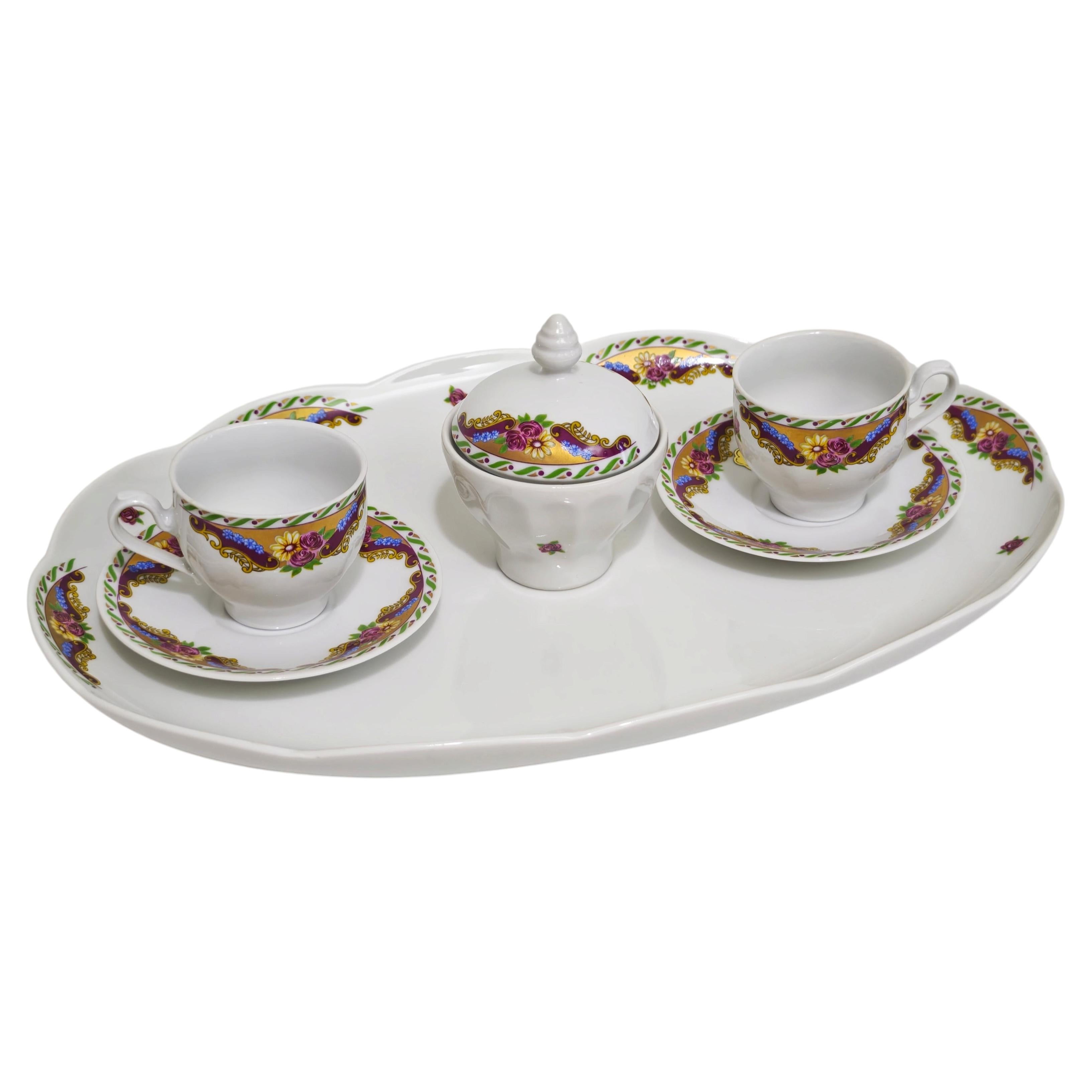 Limoges Porcelain Coffee Set French Production 1960 ca Mid-Century Modern For Sale