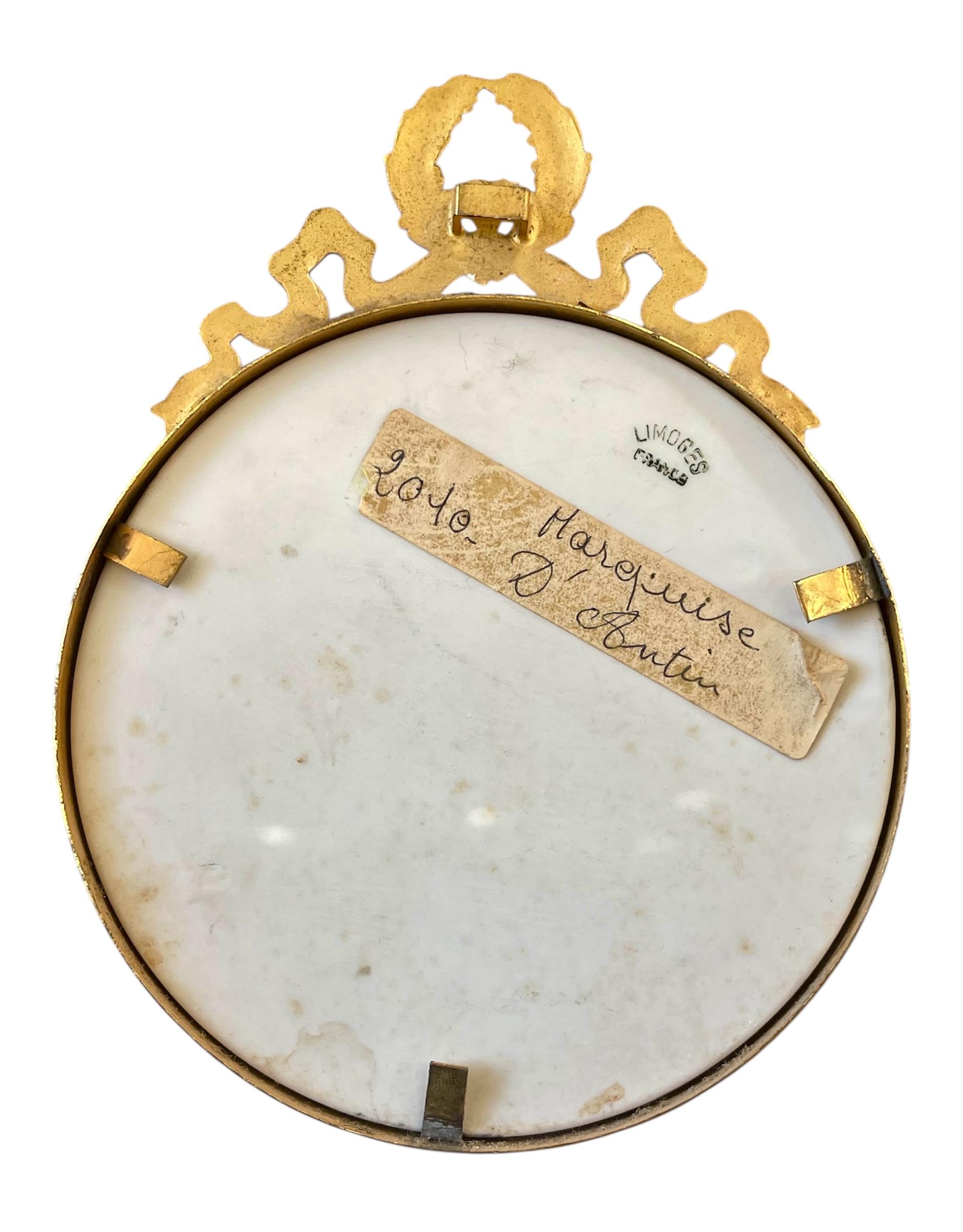 Limoges - Porträt der Marquise d'Antin auf Porzellan (Französisch) im Angebot