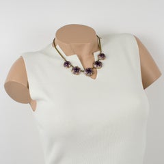 Collana a girocollo con smalto viola e paté de verre di Limoges