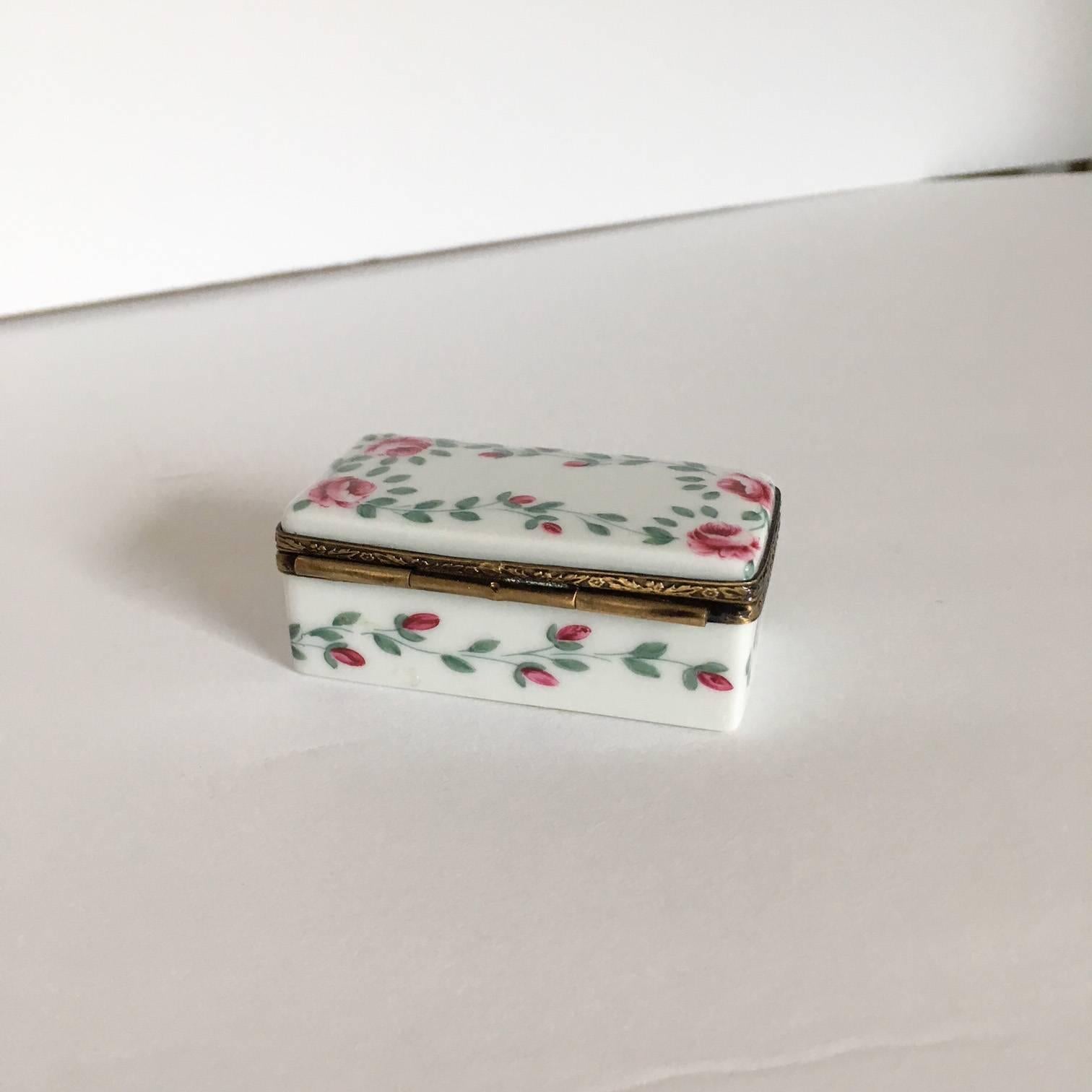 Hand-Painted Limoges Rose Box with Pink High Heels
