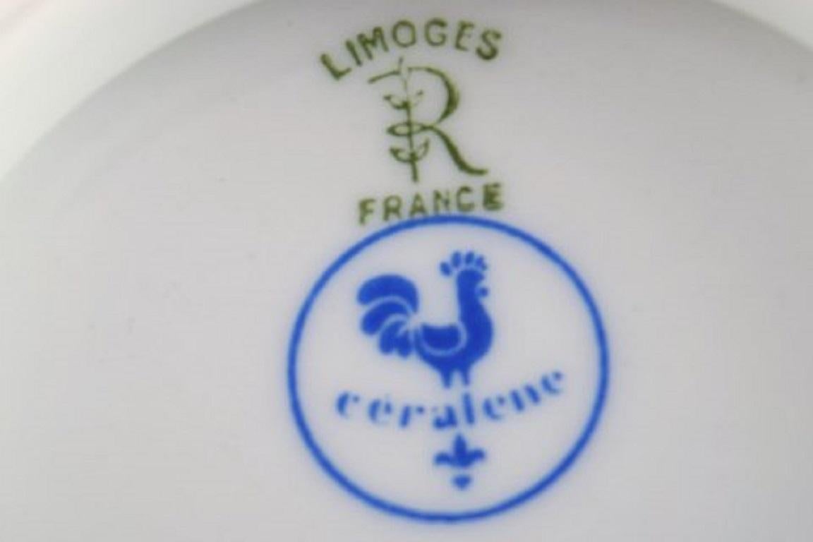 Mid-20th Century Limoges Sauceboat on Stand in Porcelain with Hand-Painted Grapevines For Sale