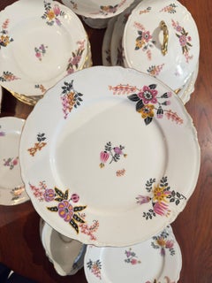 Limoges Set 66-Piece Porcelain Flower Dinnerware Set Bernardaud Model "Bengali"