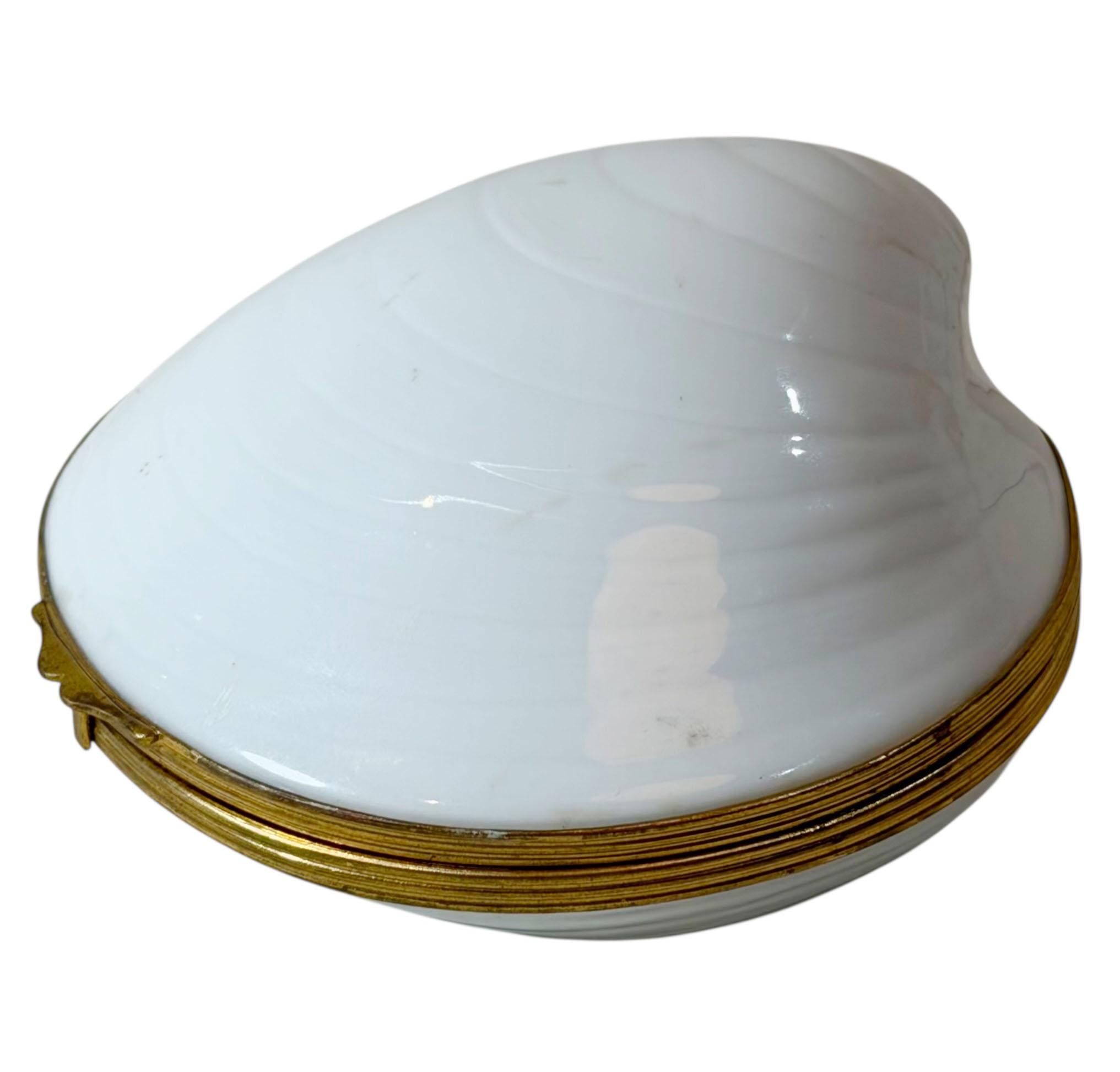 Late 20th Century Limoges Shell Box For Sale