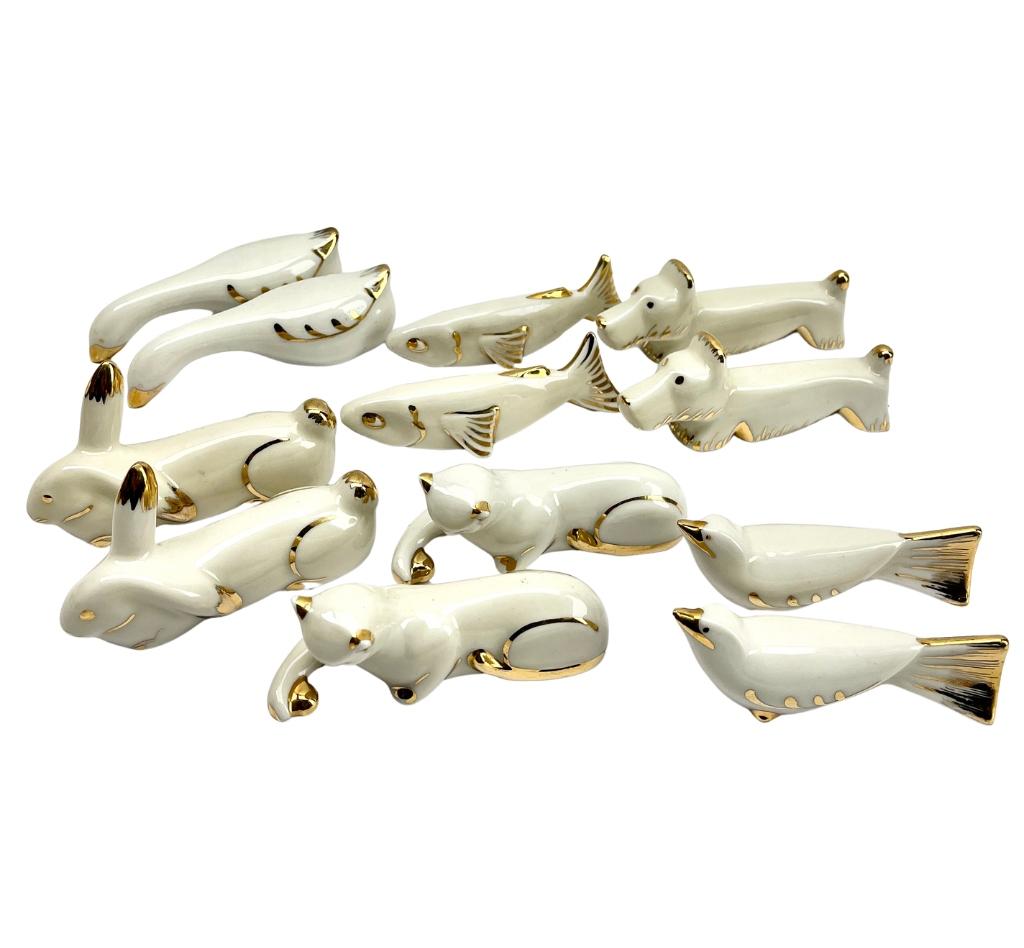 Limoges 'Signed' France Knife Rests, Set of 12 Pieces and with Decorators Mark