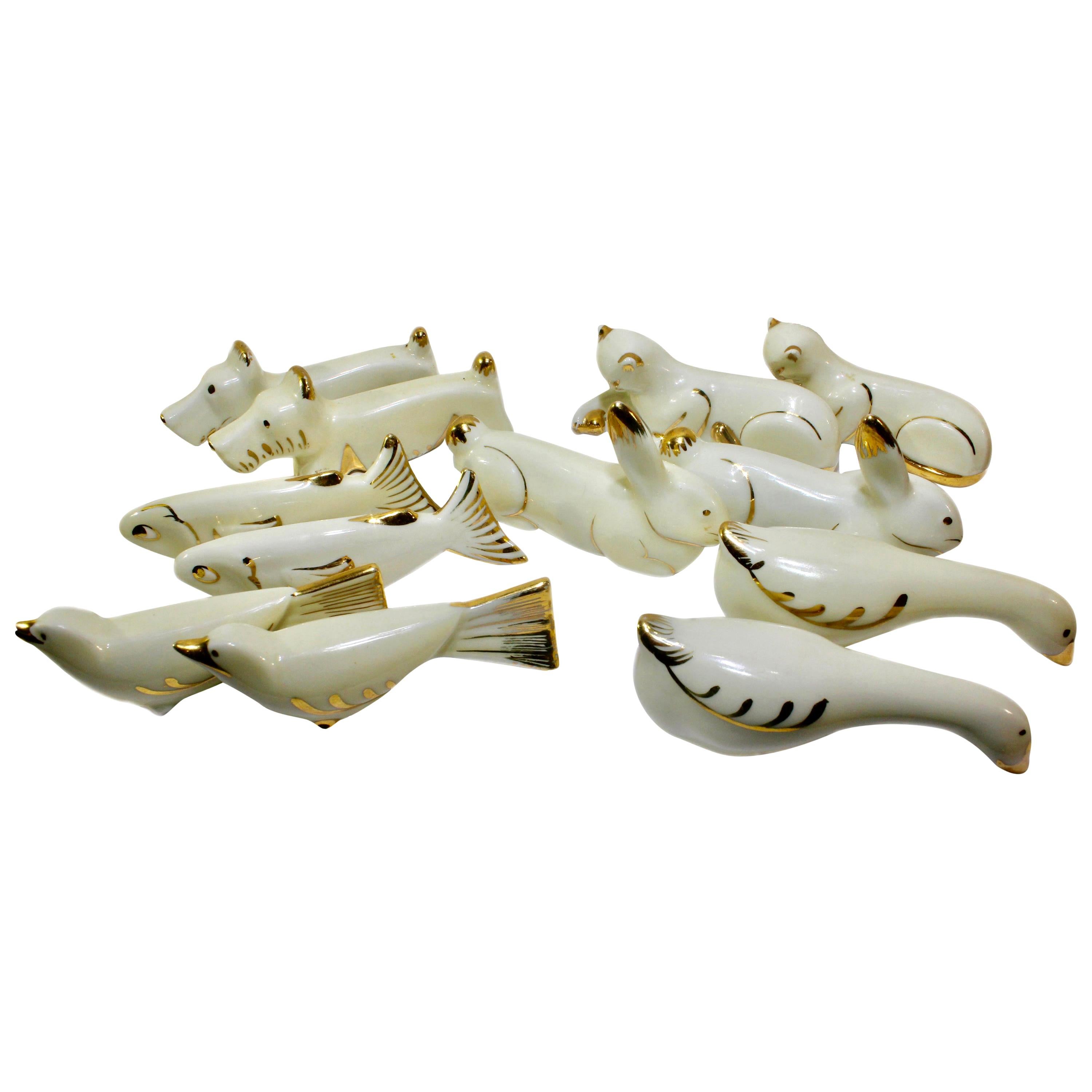 Limoges 'Signed' France Knife Rests, Set of 15 Pieces and with Decorators Mark