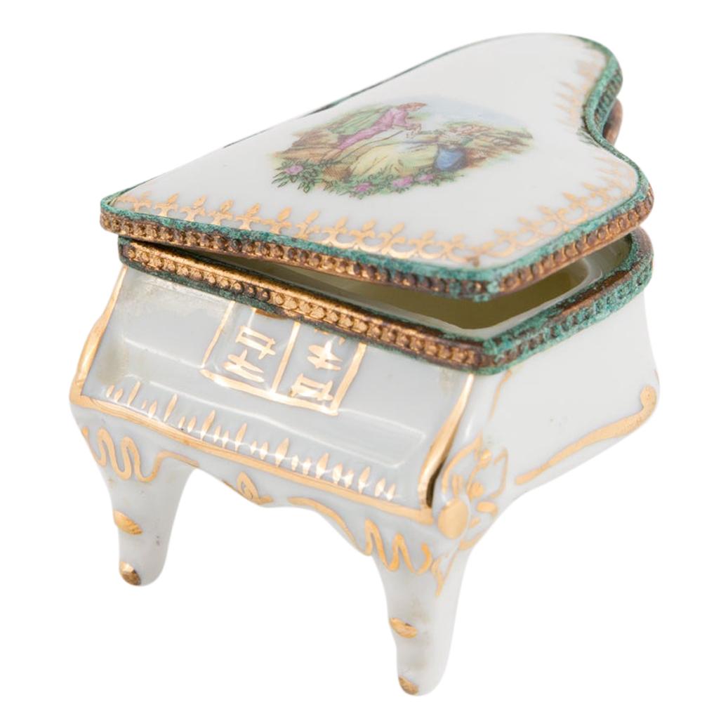 Limoges Singer Porcelain Piano Pill Box For Sale