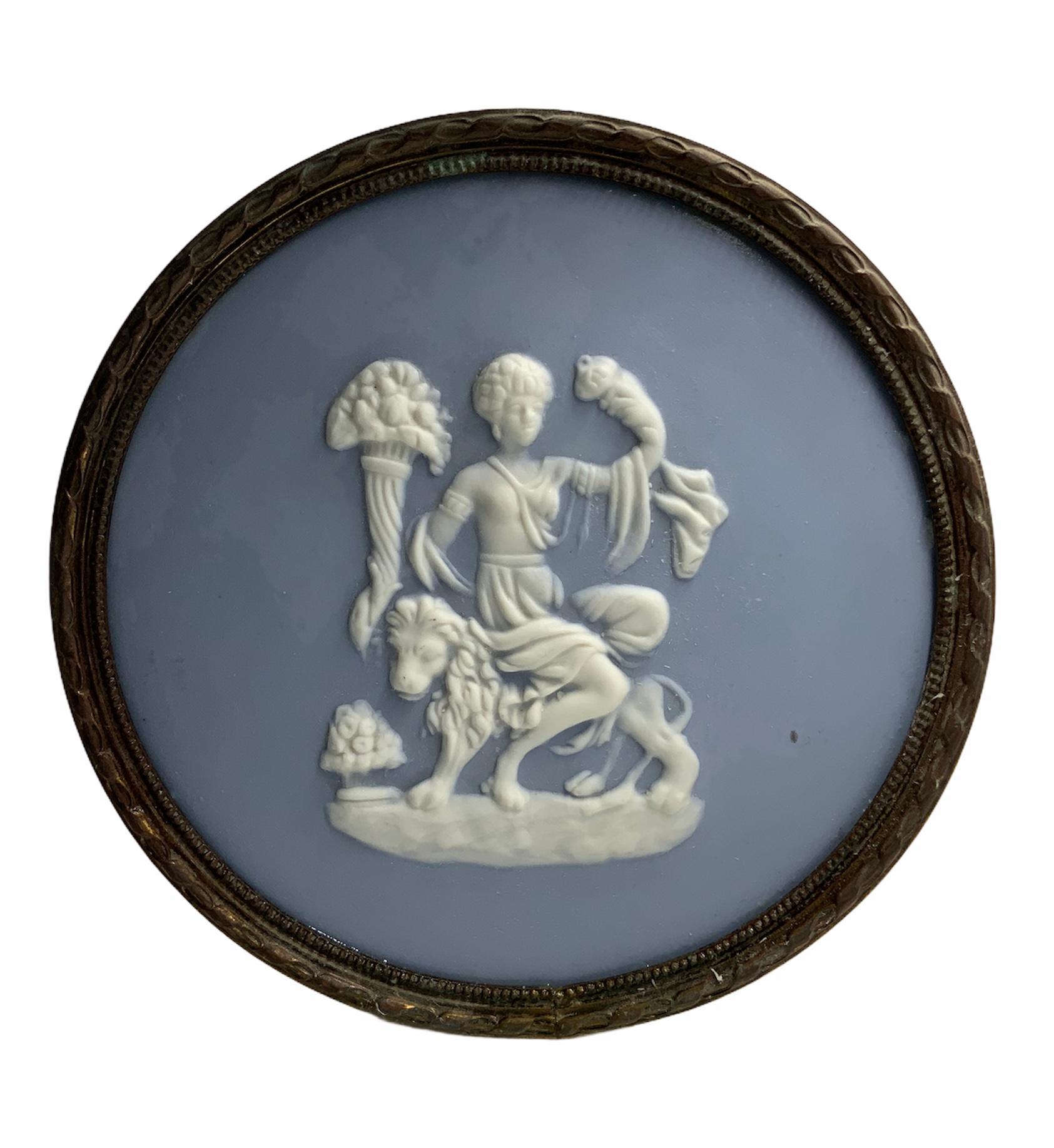Limoges Tharaud “Cameo” Blue Plaque Stand For Sale 1