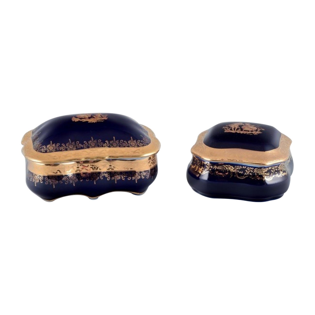 Limoges. Two lidded porcelain boxes / jars. Ca 1970