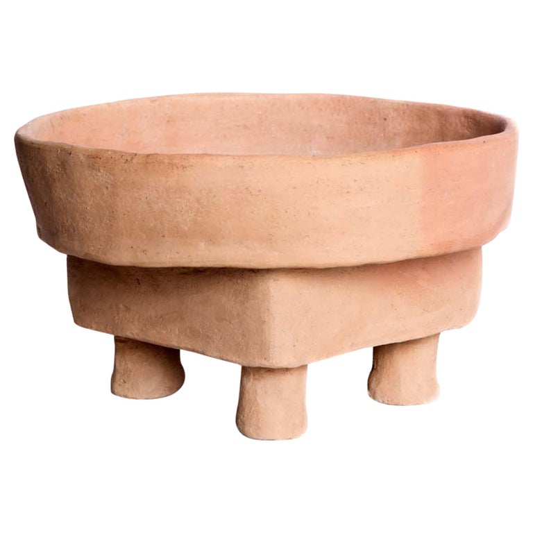 Limon Tabla Terracotta Side Tables Made of Clay, Handcrafted by the Potter Houda For Sale