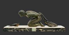 LIMOUSIN Art Deco Young Girl & Partridge Sculpture, 1920