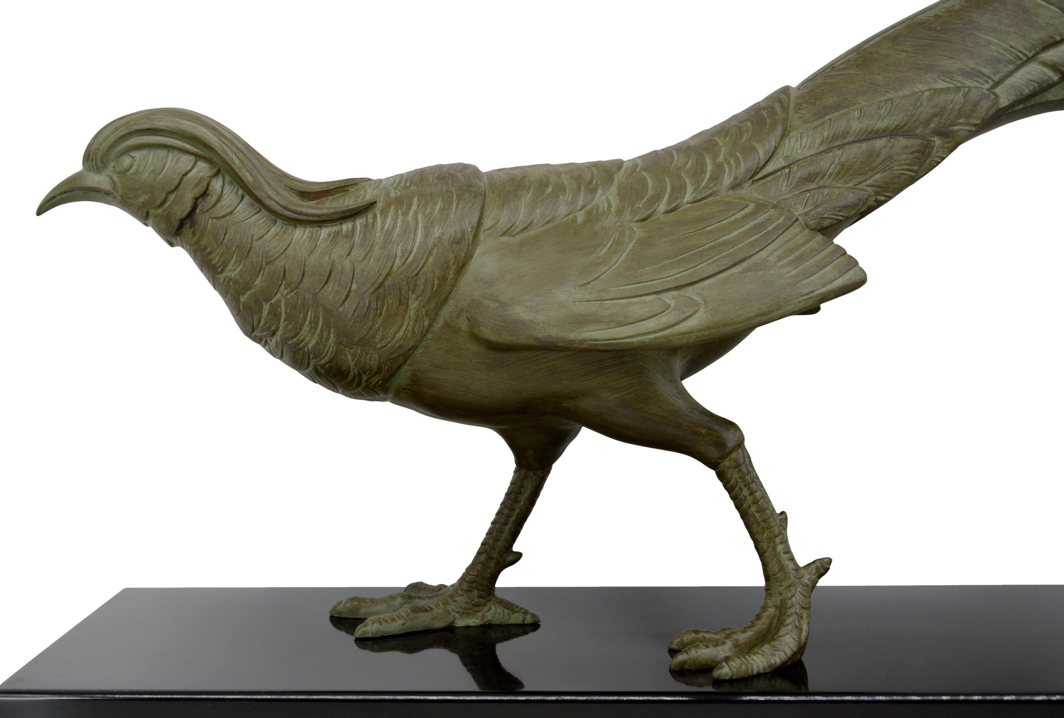 Limousin Awesome Large French Art Deco Pheasant Sculpture 1930 For Sale 1