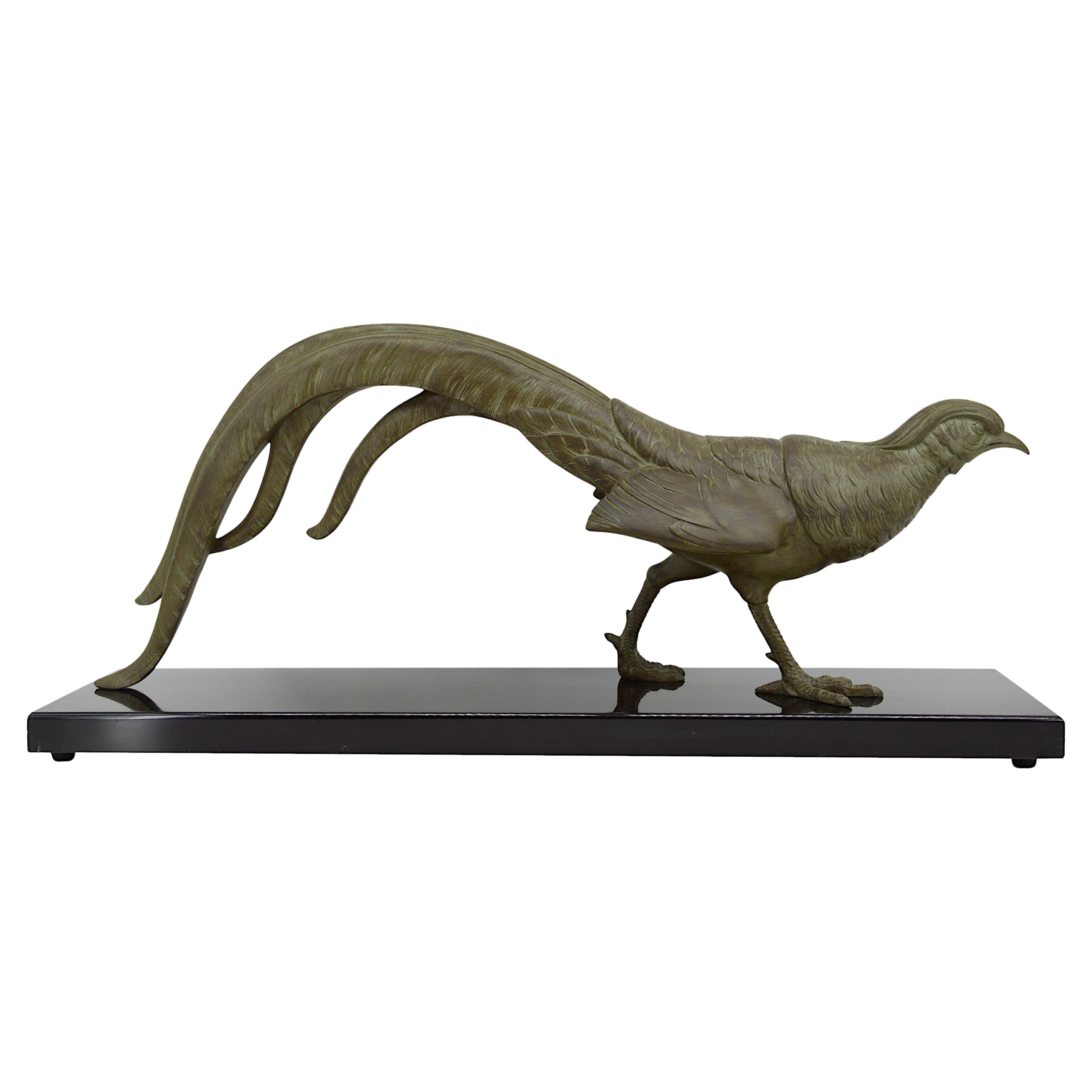 Limousin Awesome Large French Art Deco Pheasant Sculpture 1930 For Sale