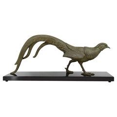 Vintage Limousin Awesome Large French Art Deco Pheasant Sculpture 1930
