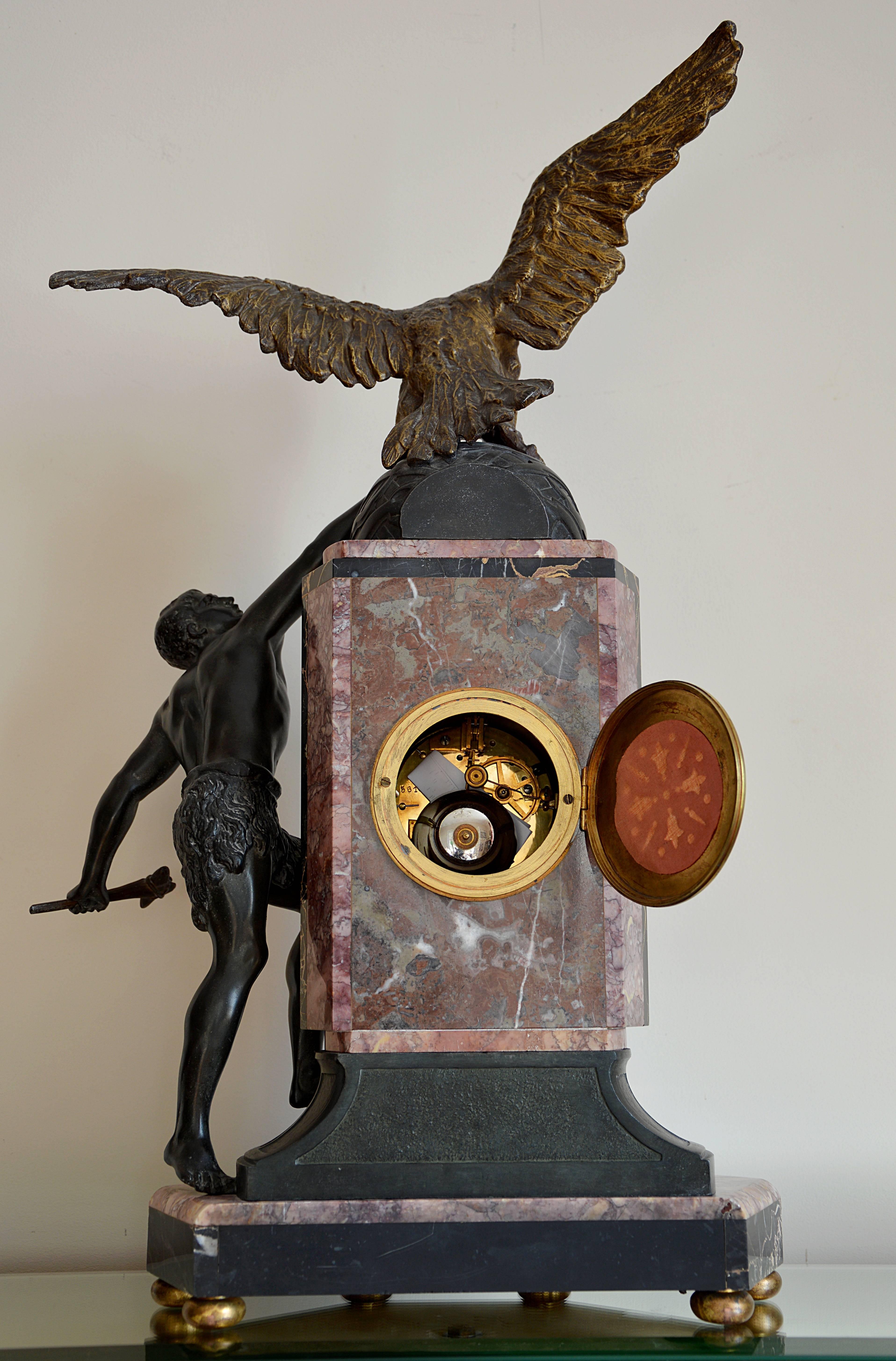 Limousin French Art Deco Eagle Mantle Clock, 1925 5