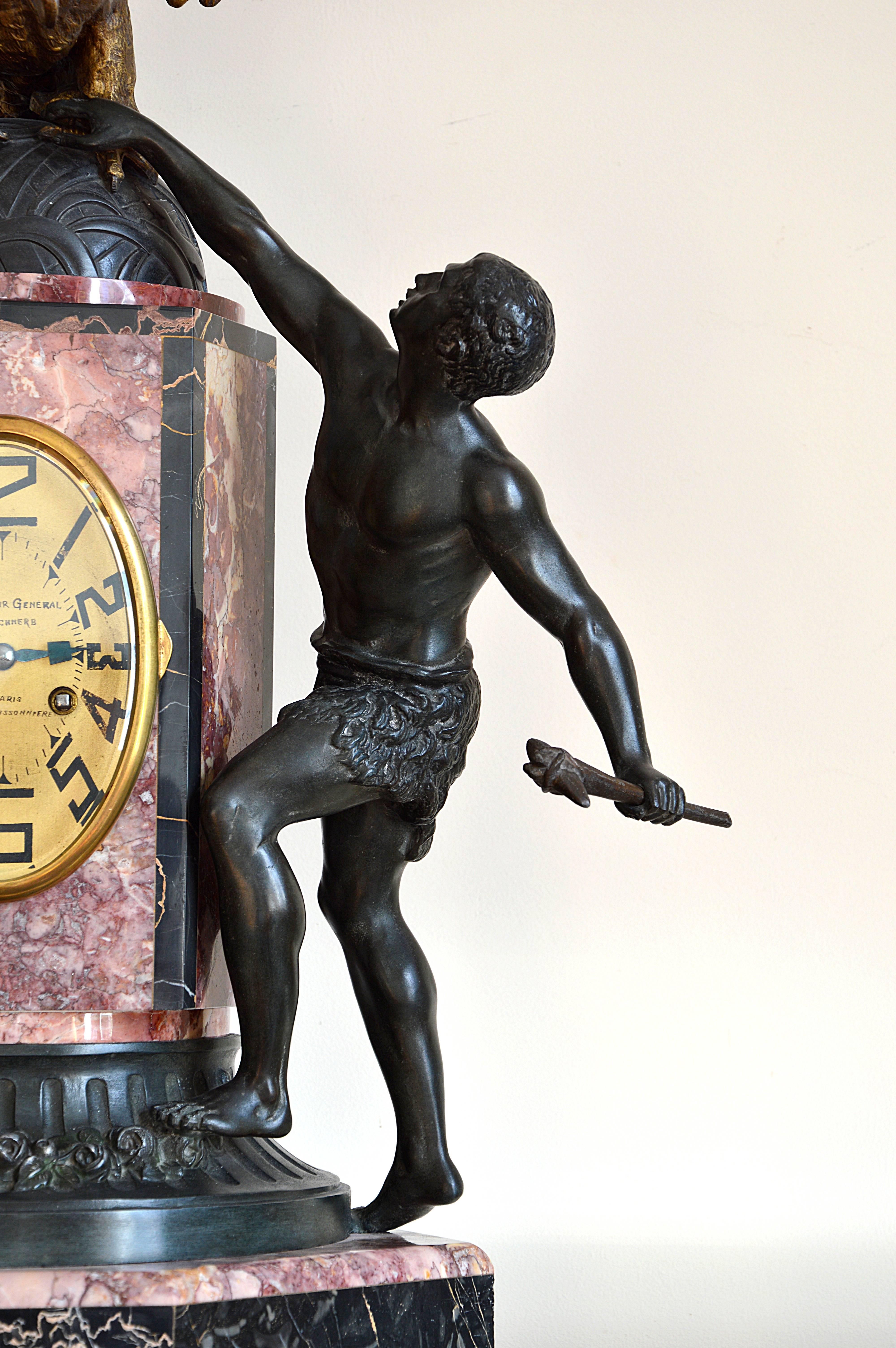 Limousin French Art Deco Eagle Mantle Clock, 1925 1